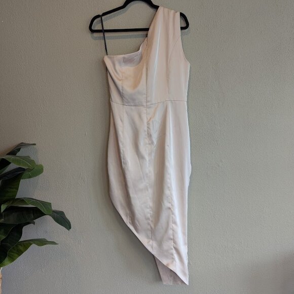 Lavish Alice * One-Shoulder Faux Wrap Dress * Champagne – Size 10 - Picture 5 of 6